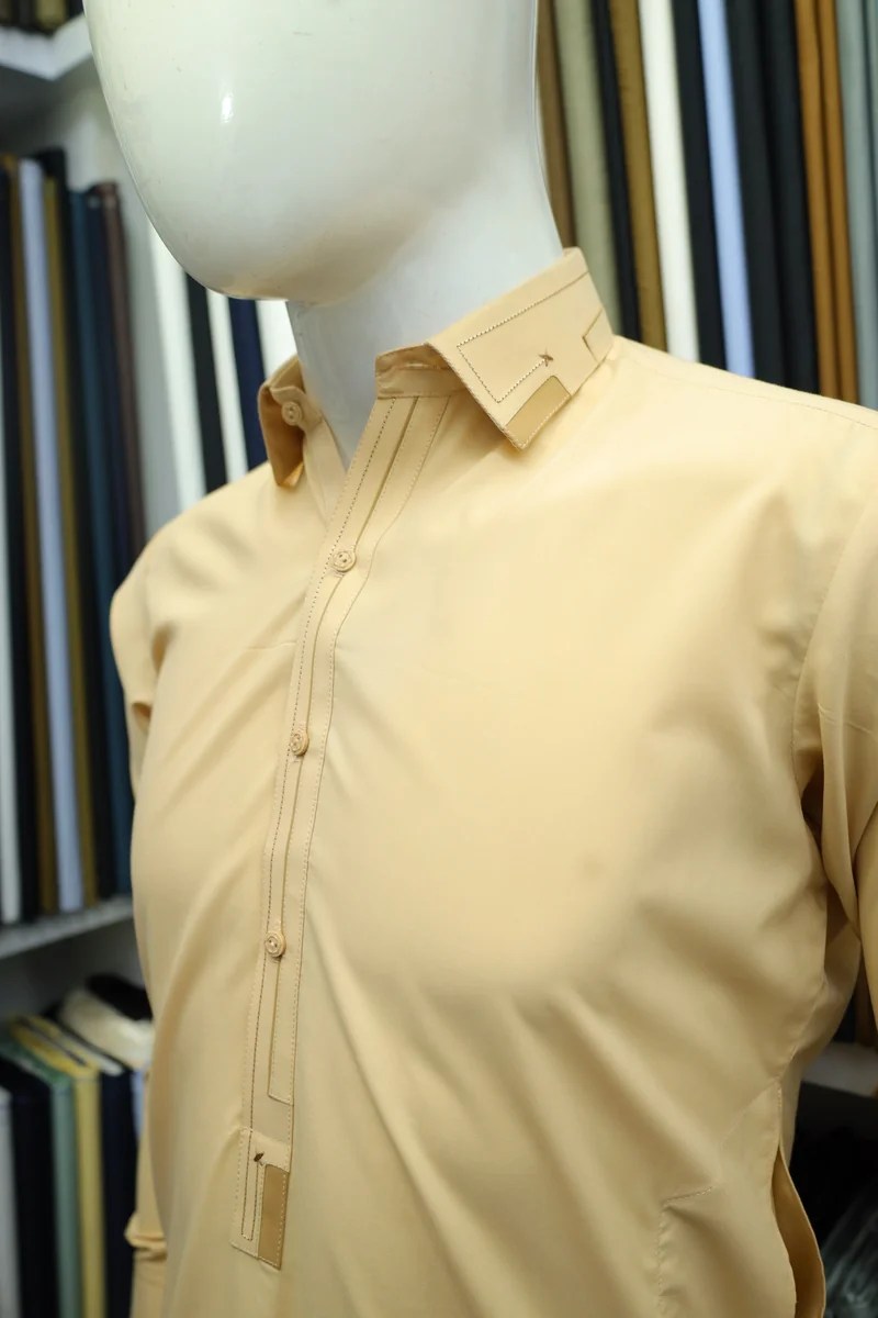 Light Beige Men's Shalwar Kameez Suit - Image 3