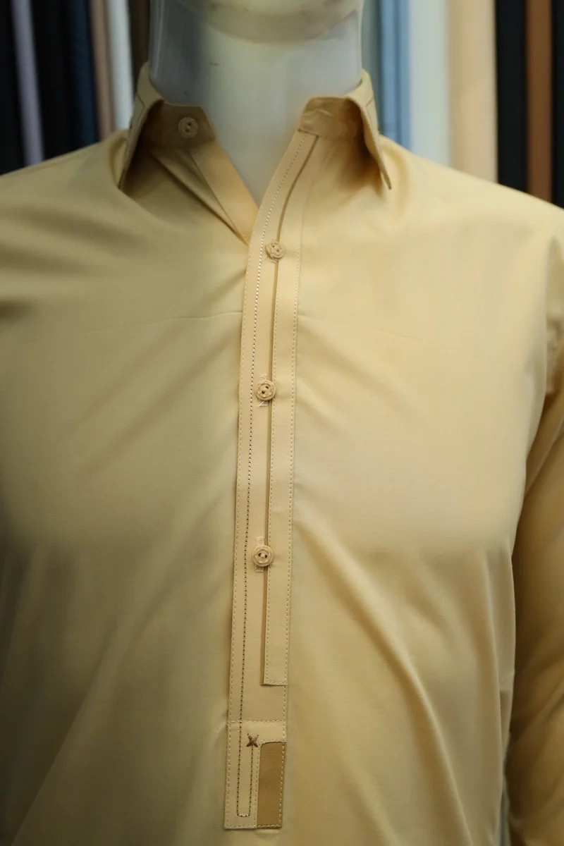 Light Beige Men's Shalwar Kameez Suit - Image 4