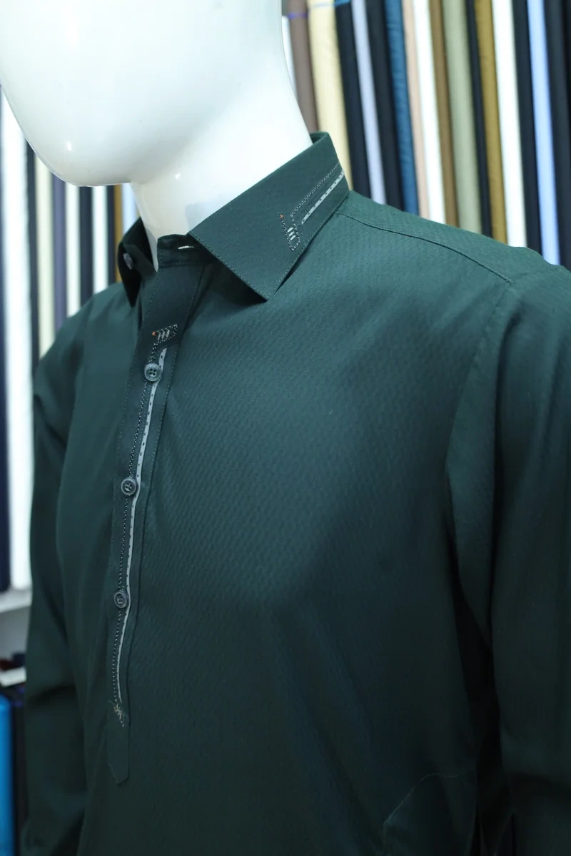 Deep Green Men's Shalwar Kameez Suit - Image 4