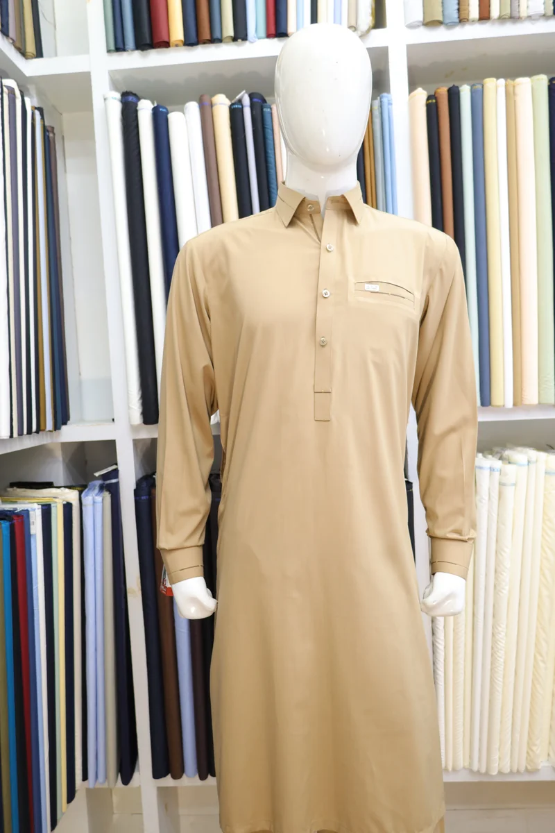 Light Sand Men's Shalwar Kameez Suit - Image 6