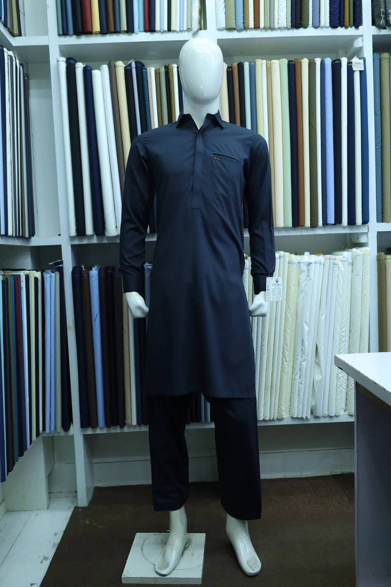 Midnight Blue Shirt-Collar Shalwar Kameez