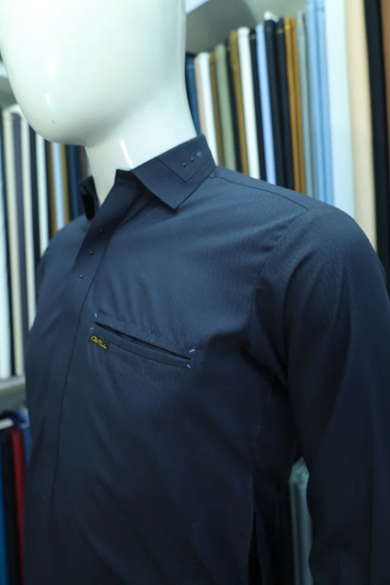 Midnight Blue Shirt-Collar Shalwar Kameez - Image 3