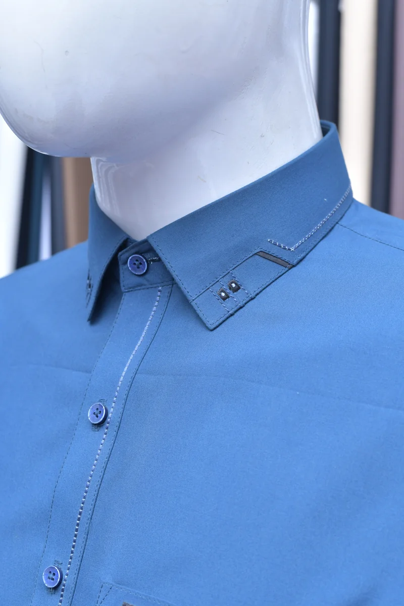 Steel Blue Shirt Collar Suit - Image 4