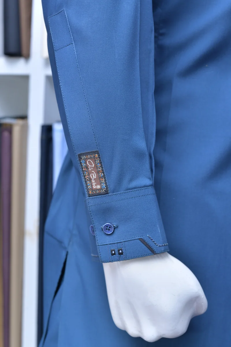 Steel Blue Shirt Collar Suit - Image 2